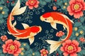 Beautiful Artwork Of Koi Carpers At 4-11-2024 Royalty Free Stock Photo