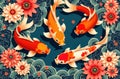 Beautiful Artwork Of Koi Carpers At 4-11-2024 Royalty Free Stock Photo