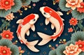 Beautiful Artwork Of Koi Carpers At 4-11-2024 Royalty Free Stock Photo