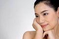 Beautiful Asia Woman Face and hand Concept Beauty Skin Care