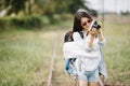 Beautiful Asia woman traveler using camera