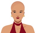 Beautiful asian bald-headed woman illustration Royalty Free Stock Photo