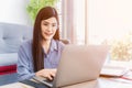 Beautiful asian businesswoman working at home Royalty Free Stock Photo