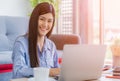 Beautiful asian businesswoman working from home Royalty Free Stock Photo