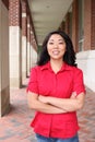 A beautiful Asian college student on a university campus Royalty Free Stock Photo