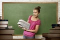 Beautiful asian college student woman with book standing Royalty Free Stock Photo