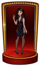 Beautiful Asian girl in black dress on scene Royalty Free Stock Photo