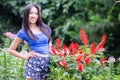 Beautiful asian girl flower Royalty Free Stock Photo