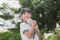 Beautiful Asian girl holding Lovely kitten