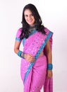 Beautiful asian girl with nice pink sari Royalty Free Stock Photo