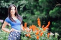 Beautiful asian girl flower Royalty Free Stock Photo