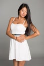 Beautiful Asian girl in white dress Royalty Free Stock Photo