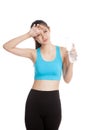 Beautiful Asian healthy girl with bottle of drinking water Royalty Free Stock Photo