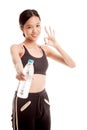 Beautiful Asian healthy girl with bottle of drinking water Royalty Free Stock Photo