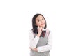 Beautiful asian studeny thinking Royalty Free Stock Photo