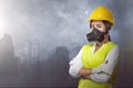 Beautiful asian woman engineer with protective mask Royalty Free Stock Photo