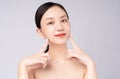 Beautiful asian woman feels happy with beautiful healthy skin