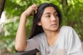 Beautiful asian woman relaxing in the coffee cafe