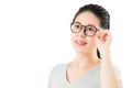 Beautiful asian woman try on new eyewear fashion glasses