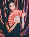 Woman wearing black chinese traditional dress