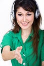 Beautiful asian worker welcome you Royalty Free Stock Photo