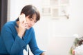 Beautiful asian young businesswoman excited and glad of success work with laptop Royalty Free Stock Photo