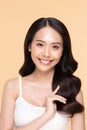 Beautiful Asian woman looking at camera smile with clean and fresh skin Happiness and cheerful with positive emotional,isolated on Royalty Free Stock Photo