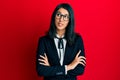 Beautiful asian young woman wearing business suit smiling looking to the side and staring away thinking Royalty Free Stock Photo