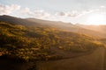 Aerial Drone Photo - Sunset over the mountains of Aspen Colorado. Royalty Free Stock Photo