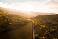 Aerial Drone Photo - Sunset over the mountains of Aspen Colorado. Royalty Free Stock Photo