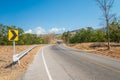 Beautiful asphalt country road side on the green mountain with blue sky background in sunny day, Phetchabun Thailand. Road trip Royalty Free Stock Photo