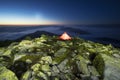 Star Bivouac with Red Tent Royalty Free Stock Photo