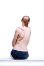 Back of beautiful nude woman on white background Royalty Free Stock Photo