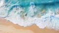 Beautiful atlantic ocean with blue lagoon waves on a beach top view. Atlantic ocean waves. Vertical format for banners, poster,