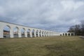 Stone arched wall on the Trade side of the city Veliky Novgorod, Russia