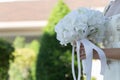 Beautiful Attractive Asian Bride Woman wearing white wedding dress and holding bouquet smile Royalty Free Stock Photo