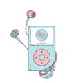 A beautiful audio player and headphones. Vector illustration for a postcard or a poster, print for clothes. Music and sound.