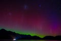 Beautiful Aurora Australis and milky way over Lake Wakatipu, Kinloch, New Zealand South Island Royalty Free Stock Photo