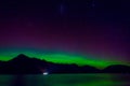 Beautiful Aurora Australis and milky way over Lake Wakatipu, Kinloch, New Zealand South Island
