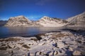 Beautiful Aurora in Uttakleiv Beach, Lofoten, Norway Royalty Free Stock Photo