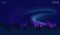 Beautiful Aurora Vector Illustration Design on Mountain