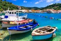 Beautiful authentic Greece - pictorial bay with fishing boats