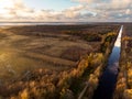 Beautiful autumn aerial view of King WilhelmÃ¢â¬â¢s Channel, that connects the river Minija and the Curonian Lagoon Royalty Free Stock Photo