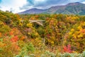 Beautiful autumn color of foliage at Naruko Gorge Royalty Free Stock Photo