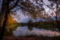 Late fall evening at Lac des Dames, Bourg Saint AndÃÂ©ol France Royalty Free Stock Photo