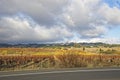 Clouds over beautiful yellow vineyard landscape Royalty Free Stock Photo