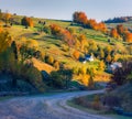 Beautiful autumn day in mountains village Royalty Free Stock Photo