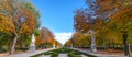 Beautiful autumn day walking in Retiro Park of Madrid, Spain.