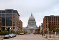 Madison downtown cityscape with State Capitol building. Royalty Free Stock Photo