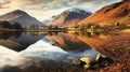 Beautiful Autumn Fall landscape image of Lake Buttermere in Lake District England